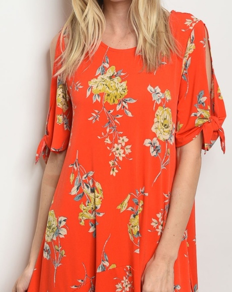 Orange trendy ruffled Hem Dress - Picture 5 of 6